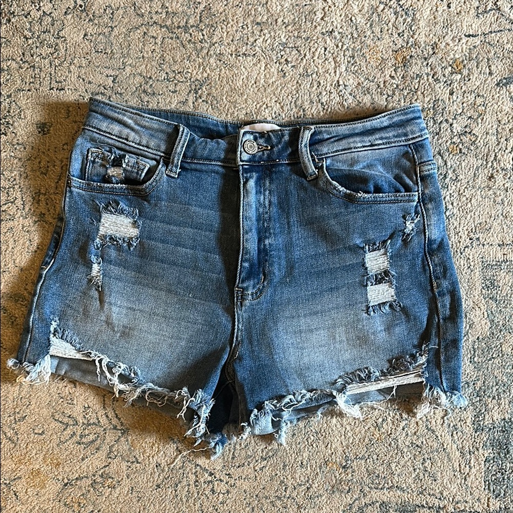 VERVET BY FLYING MONKEY Blue Distressed Jean Shorts